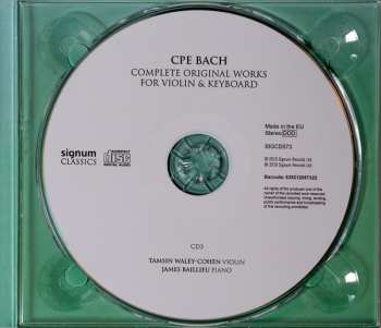 3CD Carl Philipp Emanuel Bach: Complete Original Works For Violin & Keyboard