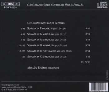 CD Carl Philipp Emanuel Bach: Six Sonatas With Varied Reprises