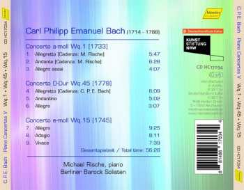 CD Carl Philipp Emanuel Bach: Piano Concertos Wq.1, Wq. 45, Wq. 15