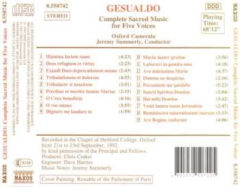 CD Carlo Gesualdo: Complete Sacred Music For Five Voices