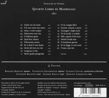 CD Carlo Gesualdo: Quinto Libro Di Madrigali 1611