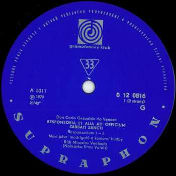 LP Prague Madrigal Singers: Responsoria Et Alia Ad Officium Sabbati Sancti