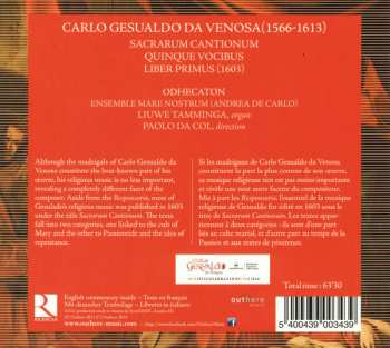 CD Carlo Gesualdo: Sacrarum Cantionum Quinque Vocibus