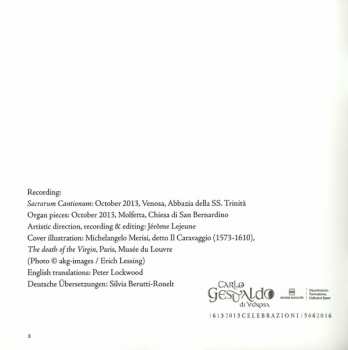 CD Carlo Gesualdo: Sacrarum Cantionum Quinque Vocibus