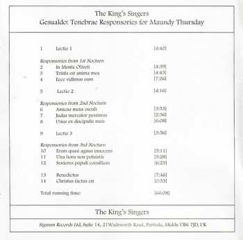 CD The King's Singers: Tenebrae Responsories For Maundy Thursday