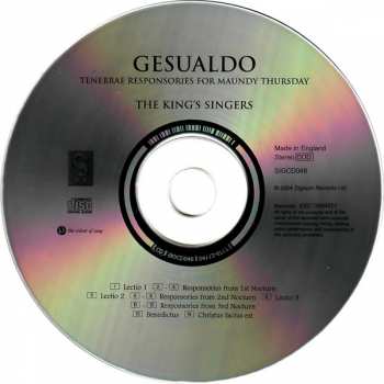 CD The King's Singers: Tenebrae Responsories For Maundy Thursday