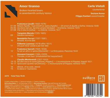 CD Carlo Vistoli: Amor Tiranno (Broken-hearted Lovers In Seventeenth-century Venice)