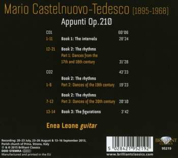 2CD Mario Castelnuovo Tedesco: Appunti, Préludes & Études Op.210