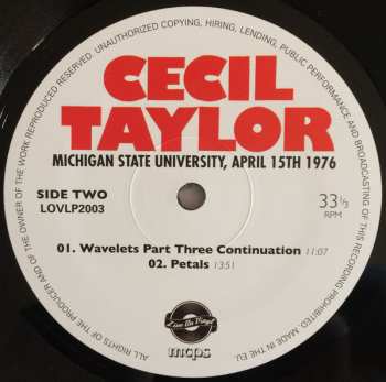 LP Cecil Taylor: Michigan State University - April 15th 1976