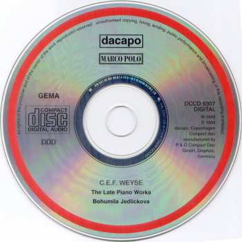 CD Bohumila Jedlickova: The Late Piano Works