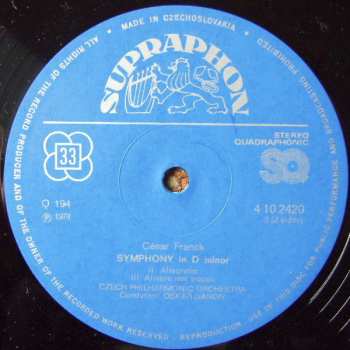 LP The Czech Philharmonic Orchestra: Symphony In D Minor