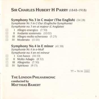 CD The London Philharmonic Orchestra: Symphony No. 3 (The English) • Symphony No. 4