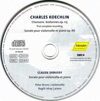 CD Charles Koechlin: Chansons Bretones Op. 115 / Cello Sonata Op. 66