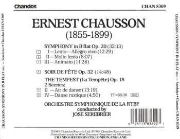 CD Ernest Chausson: Symphony In B Flat, Op. 20 • Soir De Fête, Op. 32 • The Tempest, Op. 18: 2 Scenes