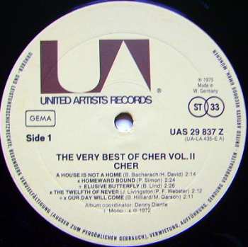 LP Cher: The Very Best Of Cher Vol. 2