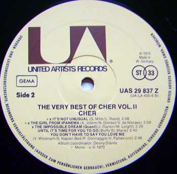 LP Cher: The Very Best Of Cher Vol. 2