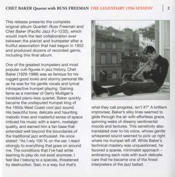 CD Chet Baker Quartet: Chet Baker Quartet With Russ Freeman. The Legendary 1956 Session