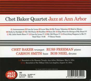 CD Chet Baker Quartet: Jazz At Ann Arbor
