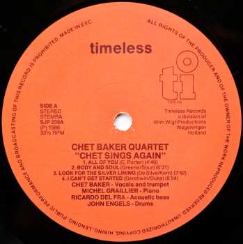 LP Chet Baker: Sings Again