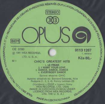 LP Chic: Les Plus Grands Succes De Chic = Chic's Greatest Hits