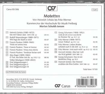 CD Morten Schuldt-Jensen: Motetten (Von Heinrich Schütz Bis Fritz Werner)