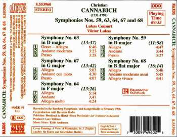 CD Christian Cannabich: Symphonies Nos. 59, 63, 64, 67 And 68