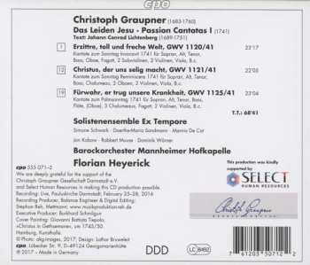 CD Christoph Graupner: Das Leiden Jesu I - Passion Cantatas I