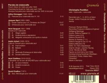 CD Christophe Pantillon: Paroles de Violoncelle