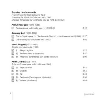 CD Christophe Pantillon: Paroles de Violoncelle