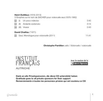 CD Christophe Pantillon: Paroles de Violoncelle