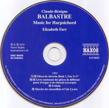 2CD Claude Balbastre: Music For Harpsichord