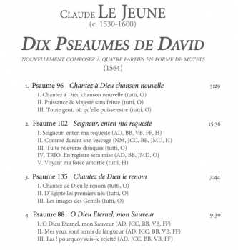 CD Claude Le Jeune: Dix Pseaumes De David