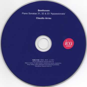 CD Claudio Arrau: Beethoven - Piano Sonatas 31, 32 & 23 'Appassionata'