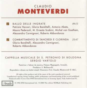 CD Claudio Monteverdi: Ballo Delle Ingrate / Combattimento Di Tancredi E Clorinda