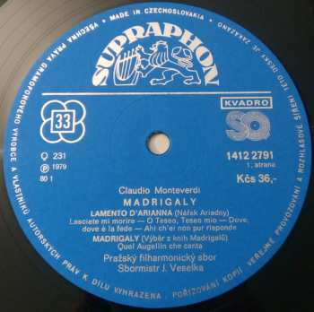 2LP Claudio Monteverdi: Madrigaly