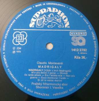 2LP Claudio Monteverdi: Madrigaly
