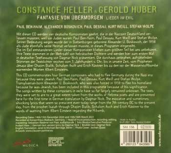 CD Gerold Huber: Fantasie Von Übermorgen. Lieder Im Exil