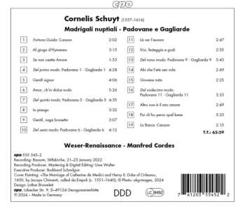 CD Manfred Cordes: Madrigali Nuptiali - Padovane E Gagliarde