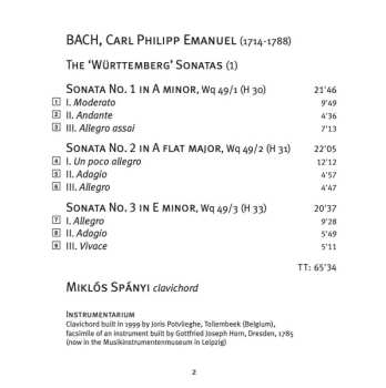 CD Carl Philipp Emanuel Bach: ‘Württemberg’ Sonatas (1)