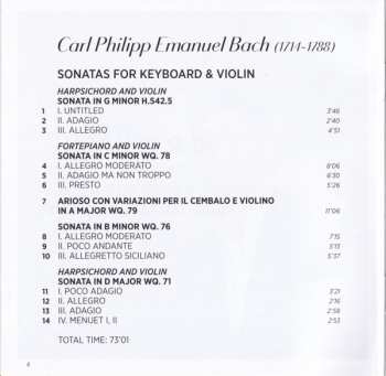 SACD Carl Philipp Emanuel Bach: Sonatas For Keyboard & Violin