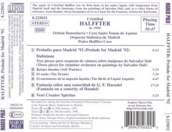 CD Pedro Halffter: Prelude For Madrid '92 • Daliniana • Fantasia On A Sonority Of Handel