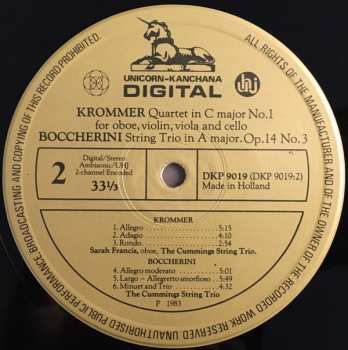 LP Cummings String Trio: Mozart Haydn Krommer Boccherini