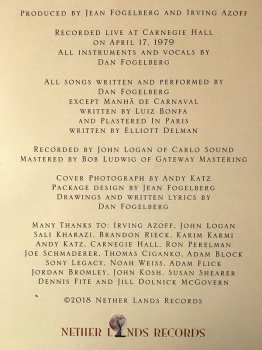 3LP Dan Fogelberg: Live At Carnegie Hall