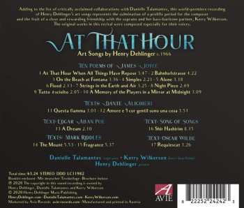 CD Danielle Talamantes: At That Hour: Art Songs By Henry Dehlinger