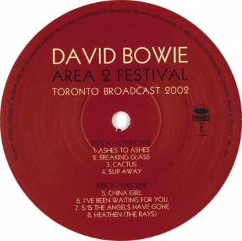2LP David Bowie: Area 2 Festival Toronto Broadcast 2002 LTD | CLR