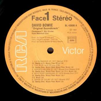 LP David Bowie: Moi, Christiane F. (Bande Originale Du Film)