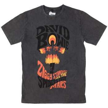 Merch David Bowie: David Bowie Unisex Stone Wash T-shirt: Ziggy Stardust (small) S