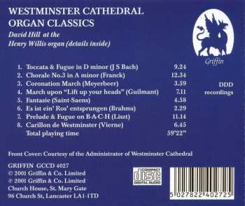 CD David Hill: Westminster Cathedral: Organ Classics 