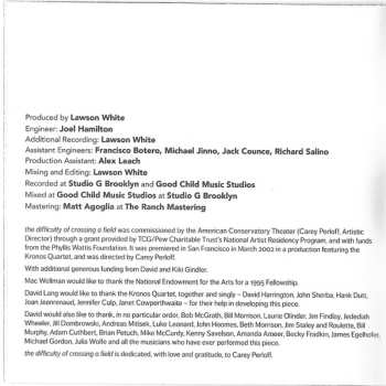 CD David Lang: The Difficulty Of Crossing A Field