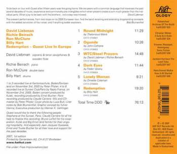 CD David Liebman: Redemption - Quest Live in Europe